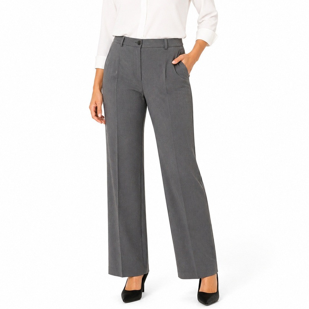 Sag Harbor Petite Heather Gray 14P  Pleated Straight Leg Dress Pants F42060  NWT